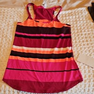 Lululemon Athletica Pink and Orange Striped Tank Top